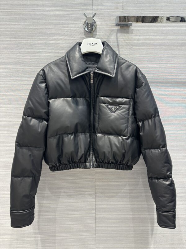 프라다 23FW 시레 램스킨 크롭 패딩 숏패딩