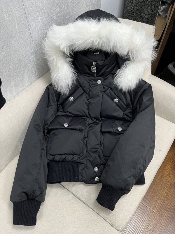 샤넬 23 COCO NEIGE 후드 퍼 실크 블루종 패딩 P74334