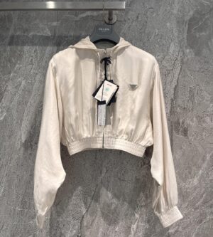 프라다 실크 트윌 블루종 자켓 P548N