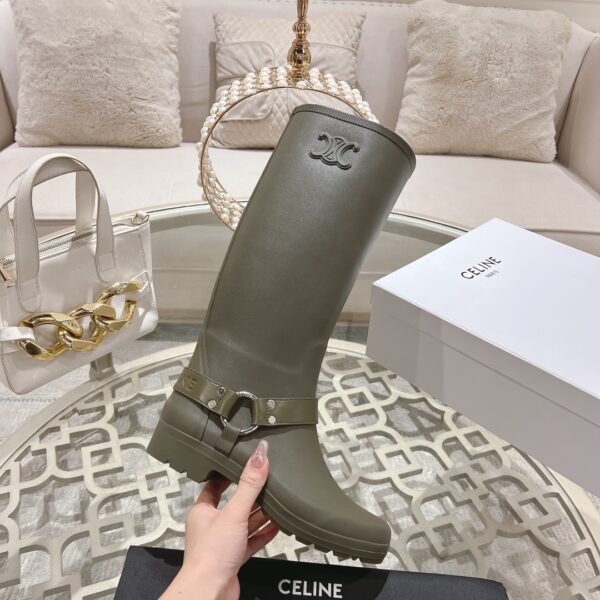 셀린느 러버 레더 하이 롱 레인부츠 357407010C