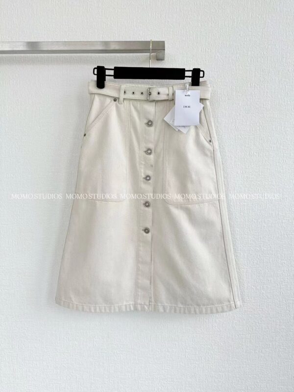 디올 오블리크 벨트 스커트 치마 에크루 522J72A3050