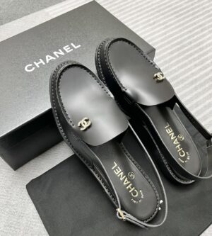 샤넬 25SS 슬링백 로퍼 샌들 CC로고 큐빅 스트라스 카프스킨 블랙 G45614