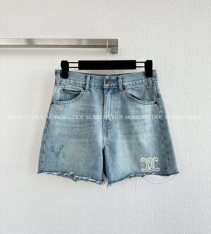 셀린느 스케이트 RAW 컷 엠브로이드 데님 반바지 RP06I789D