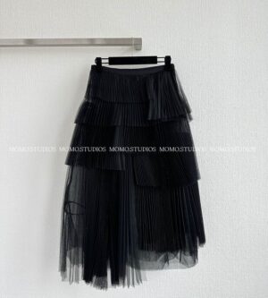 디올 언발란스 플리츠 미디 스커트 541J22A8381