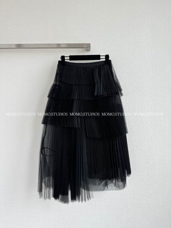 디올 언발란스 플리츠 미디 스커트 541J22A8381
