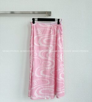 샤넬 프린티드 코튼 보일 미디 스커트 P78596