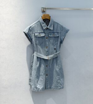 디올 리비에라 데님 쇼트 벨트 셔츠 원피스 542R93A3088