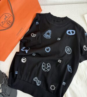 에르메스 Candy Libris 반팔 니트 티셔츠 H5H0435DA02