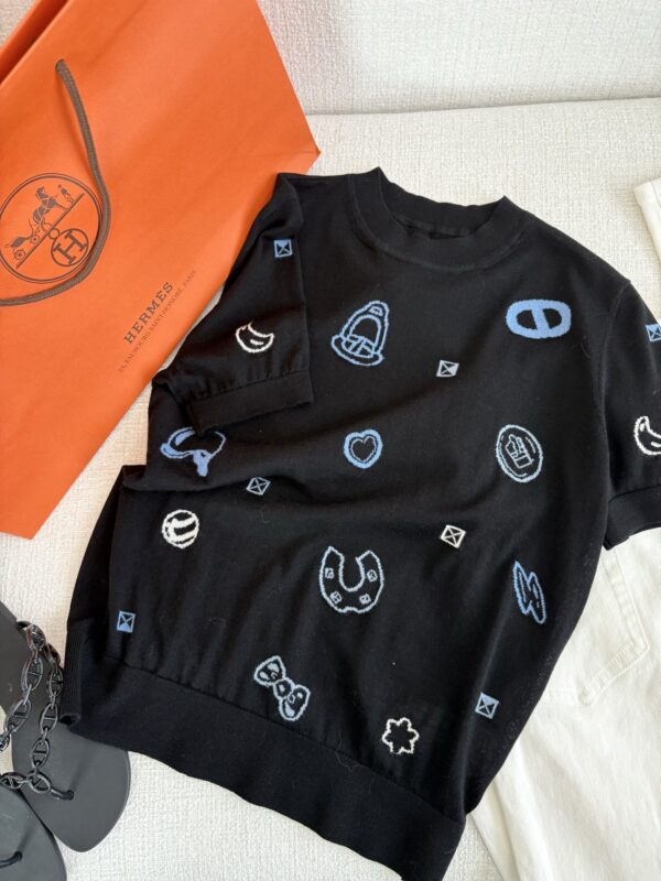 에르메스 Candy Libris 반팔 니트 티셔츠 H5H0435DA02