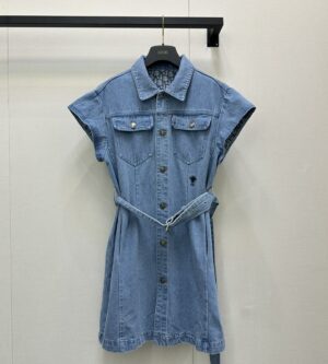 디올 리비에라 데님 쇼트 벨트 셔츠 원피스 542R93A3088