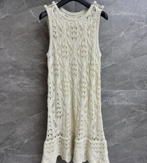 디올 리비에라 러플 쇼트 원피스 에크루 544R15A7827