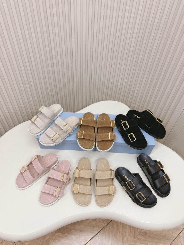 프라다 25SS 스웨이드 스트랩 슬라이드 1XX692 - 이미지 2