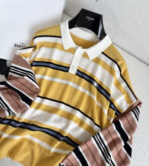 셀린느 스트라이프 코튼 루즈 폴로 셔츠 RY0BX886Z