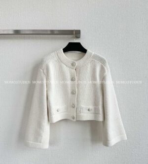 샤넬 코튼 믹스드 파이버 니트 크롭 자켓 P79983