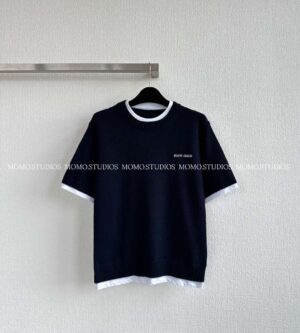 미우미우 캐시미어 크루넥 반팔 니트 MMLB62