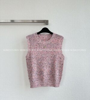 샤넬 CC 로고 트위드 탱크 니트 탑 P79975