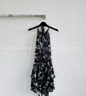 샤넬 프린트 실크 새틴 원피스 P80329