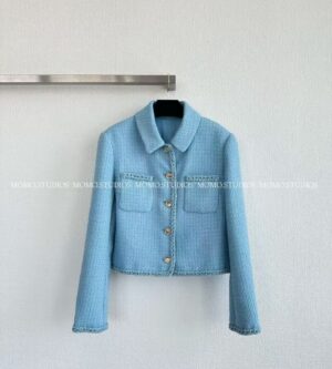 샤넬 25FW 라이트 블루 울 트위드 자켓 P80439